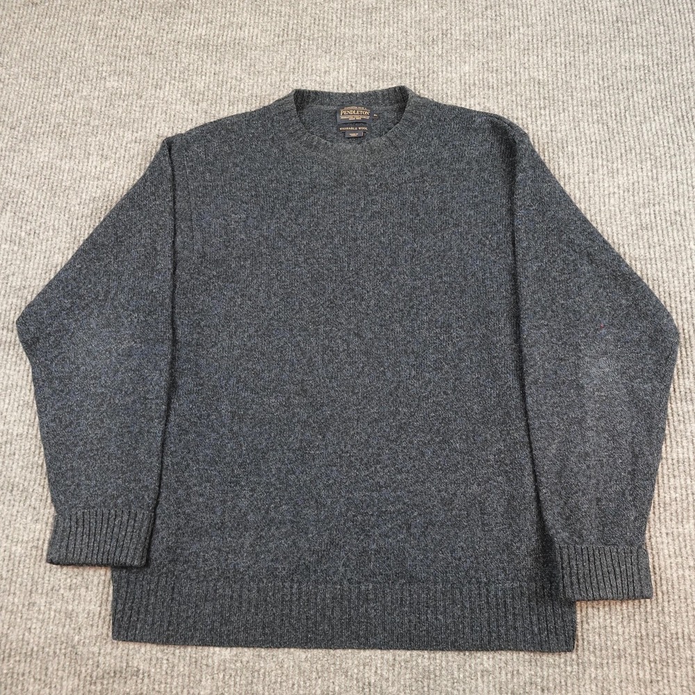 Pendleton Sweater Mens XL Gray Solid Washable Wool Crewneck Knit Pullover